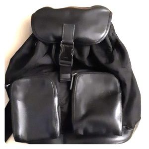 Genuine Black Leather Prada Backpack